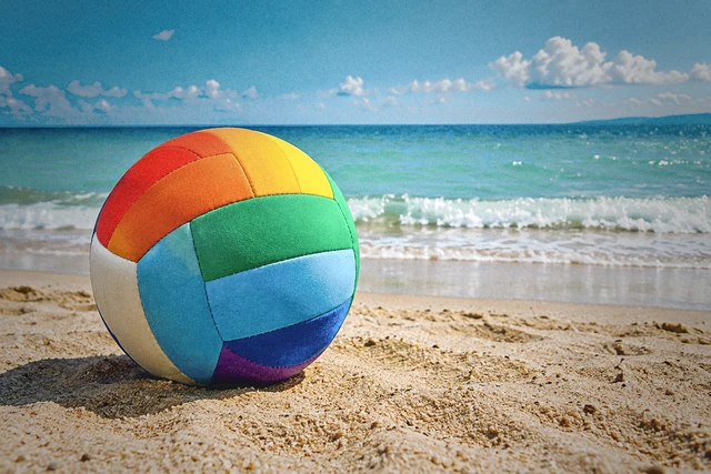 Beach photograph with Polaroid style